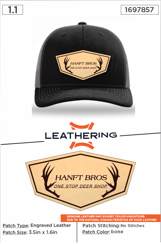 Hanft Bros Black/Grey Patch Hat Richardson 112